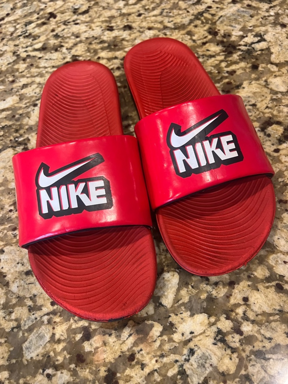 Nike Red Boys' Slide Sandals with Logo Strap
